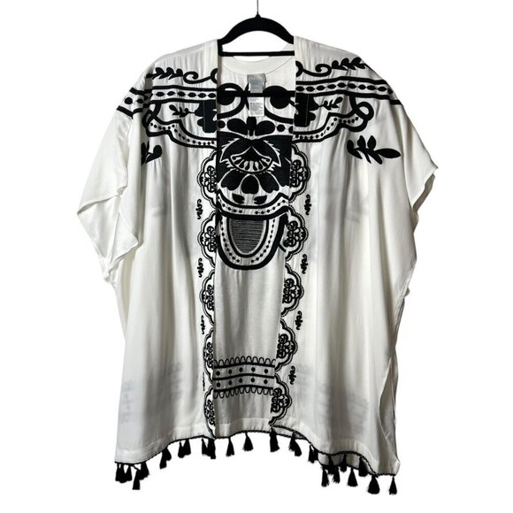 Chico’s‎ Embroidered Tassel Ruana long open women’s size S/M - Picture 1 of 9